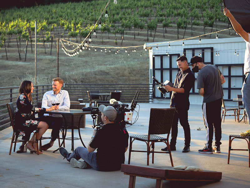 wine tasting with video team